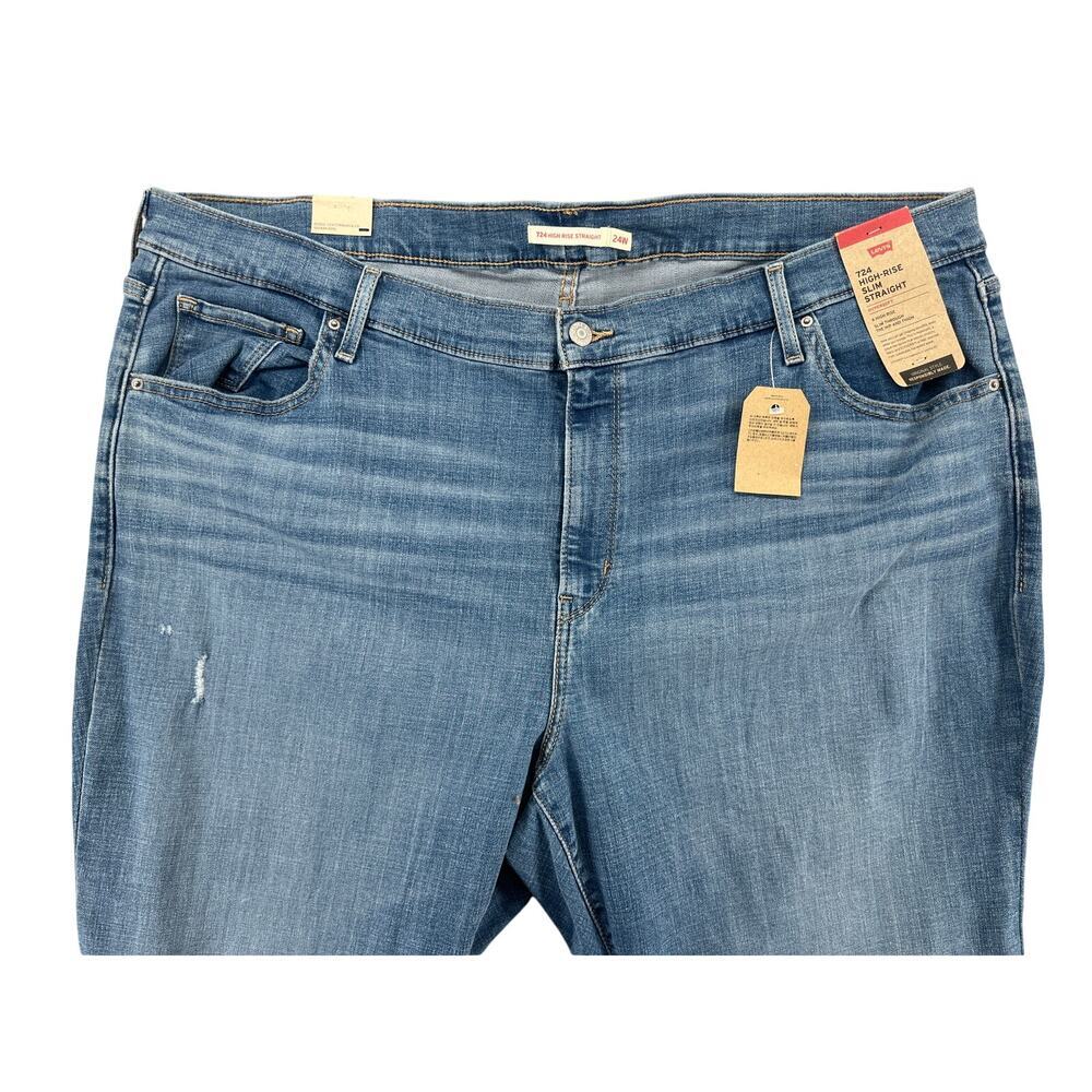 Levi’s 724 High Rise Straight Jeans Womens 24 Medium Wash Stretch Denim NWT - Picture 4 of 5